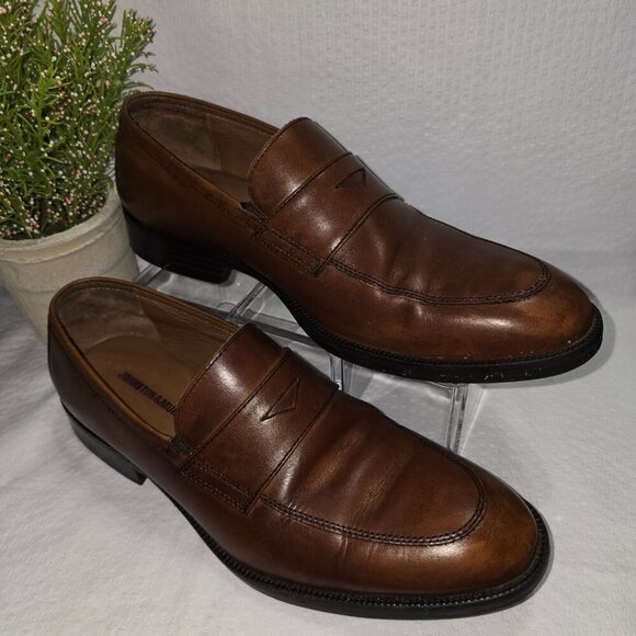 JOHNSTON AND MURPHY FLEX PENNY LOAFERS LEATHER BROWN MENS SIZE  EUC - Picture 6 of 10